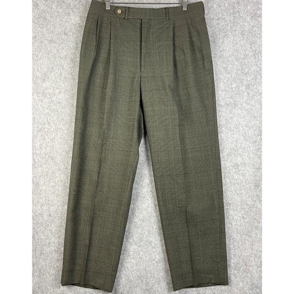 Vintage Corbin‎ Pants Mens 34x31 Gray Glen Check Pleated Front Suspender Button